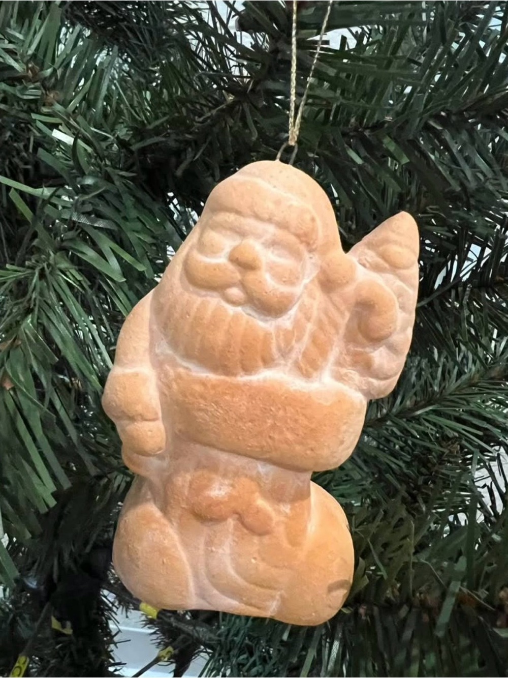 Vintage Terracotta Santa Ornament